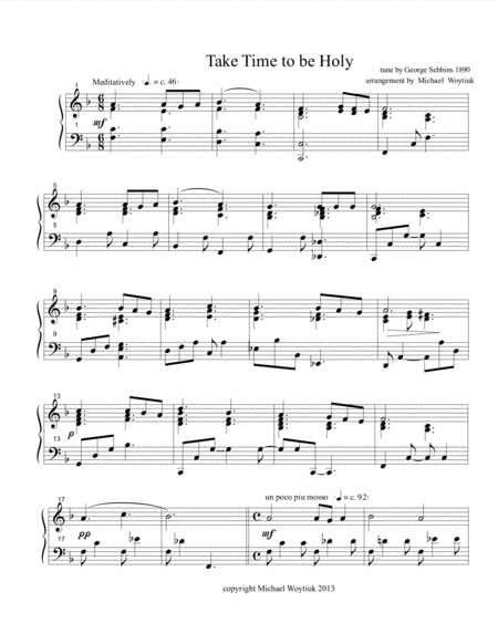 Take Time To Be Holy Sheet Music