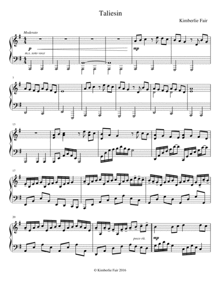 Free Sheet Music Taliesin