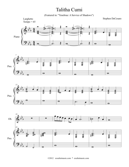 Free Sheet Music Talitha Cumi