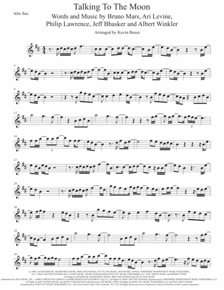 Talking To The Moon Alto Sax Sheet Music