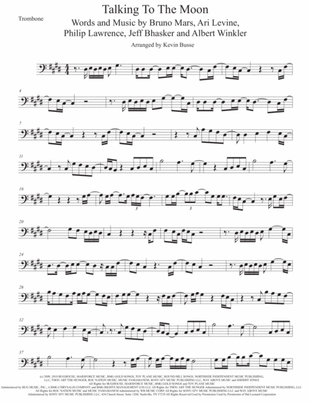 Talking To The Moon Trombone Original Key Sheet Music