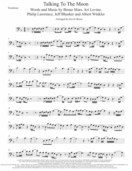 Talking To The Moon Trombone Sheet Music