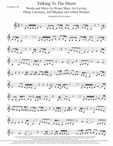 Free Sheet Music Talking To The Moon Trumpet Easy Key Of C