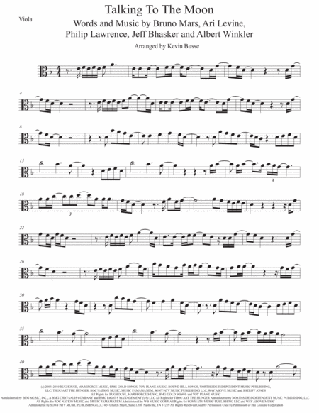 Free Sheet Music Talking To The Moon Viola