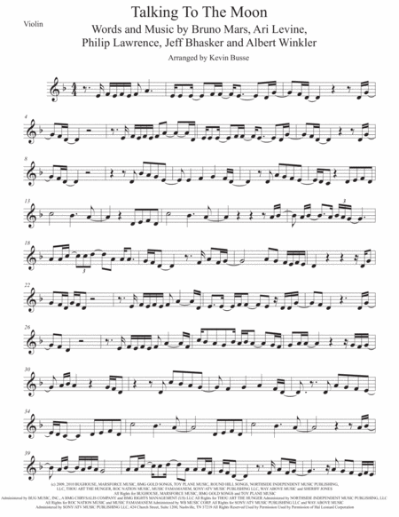 Talking To The Moon Violin Sheet Music