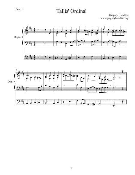 Tallis Ordinal Alternative Harmonization Sheet Music