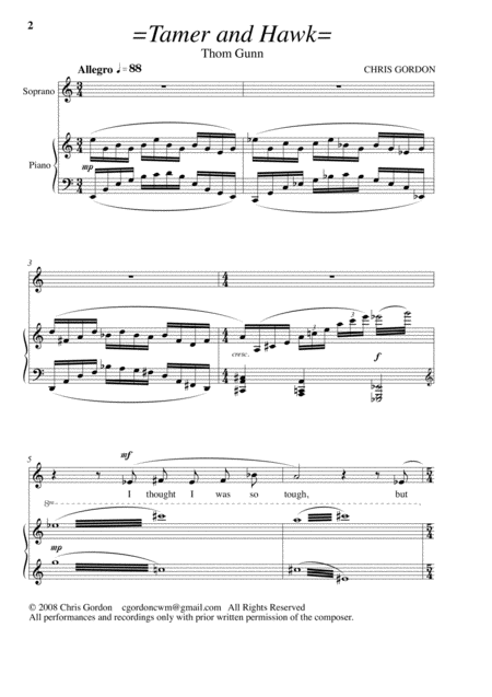 Free Sheet Music Tamer And Hawk A Song For Soprano Voice And Piano