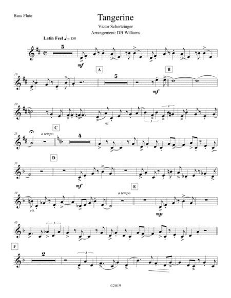 Free Sheet Music Tangerine Bass Flute