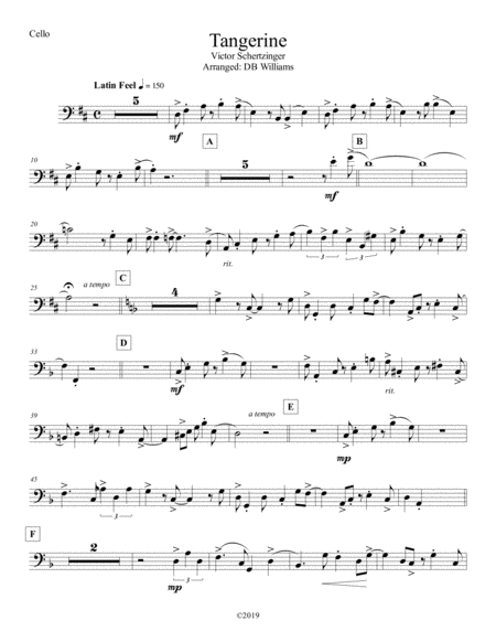 Free Sheet Music Tangerine Cello