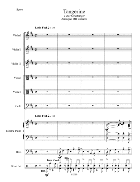 Free Sheet Music Tangerine String Sextet Orchestra