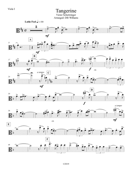 Free Sheet Music Tangerine Viola 1