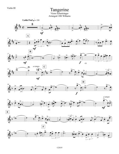 Tangerine Violin 3 Sheet Music