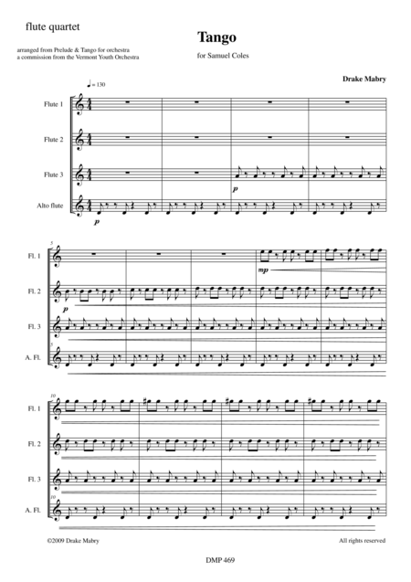 Free Sheet Music Tango 3 Flutes Alto Flute