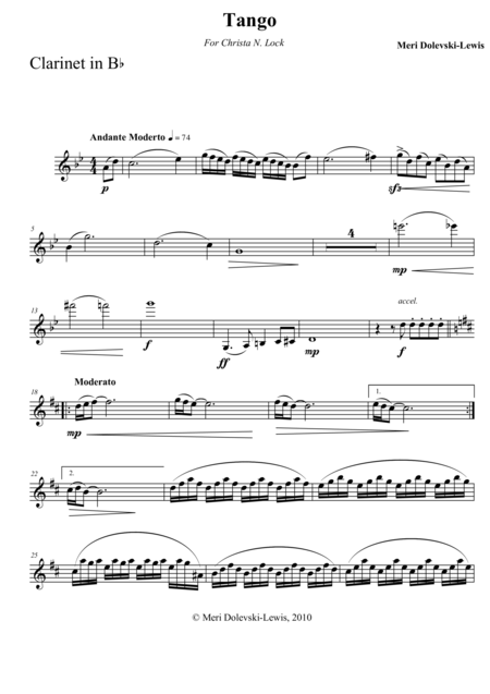 Tango For Clarinet And Piano Sheet Music