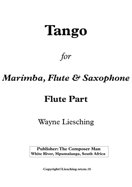 Tango For Marimba Flute Sax Flute Part Sheet Music