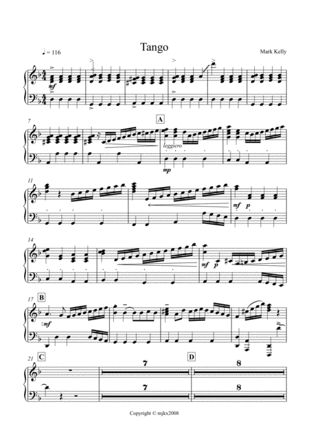 Tango For Strings Piano And Percussion Sheet Music