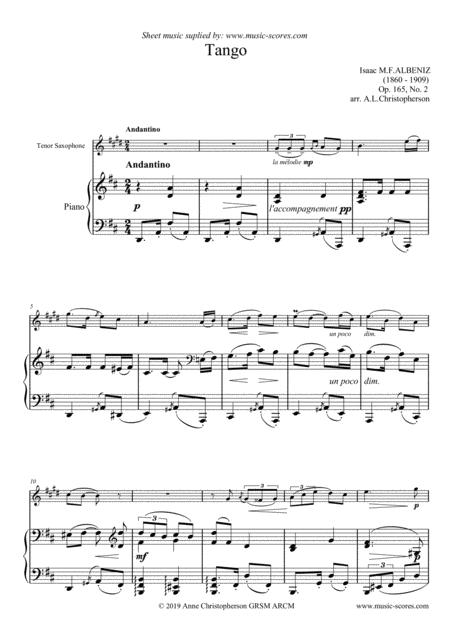Free Sheet Music Tango Tenor Sax And Piano
