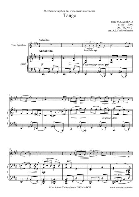 Tango Tenor Sax And Piano Sheet Music