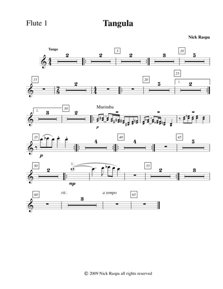 Free Sheet Music Tangula From Three Dances For Halloween Flute 1 Part