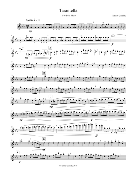 Tarantella For Solo Flute Sheet Music