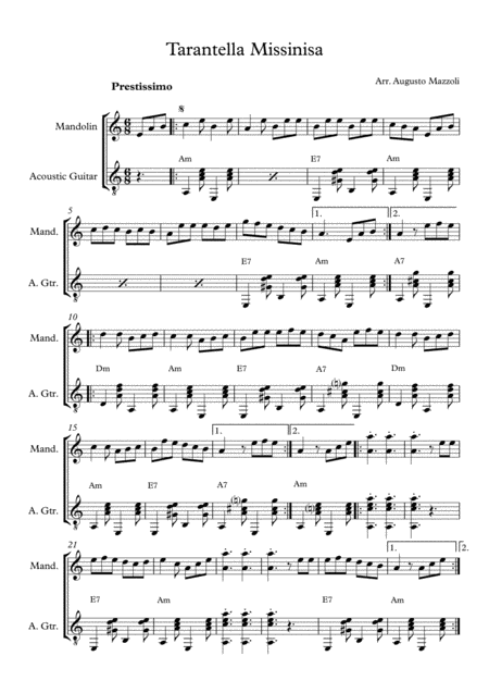 Free Sheet Music Tarantella Missinisa