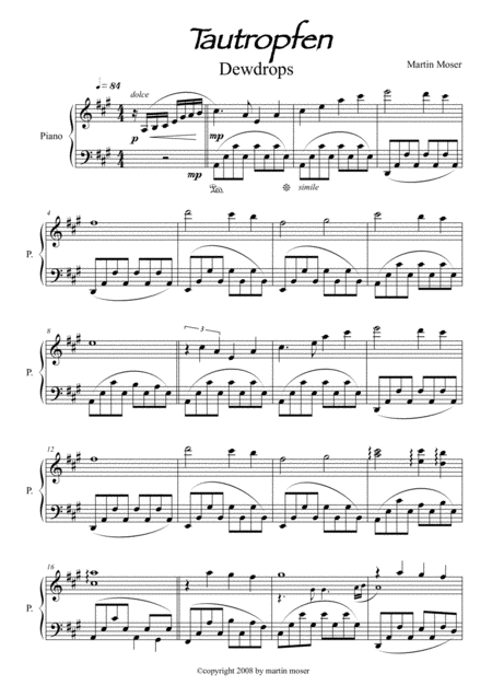 Tautropfen Dewdrops Sheet Music