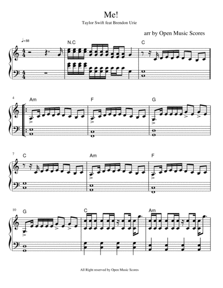 Taylor Swift Me Feat Brendon Urie Sheet Music