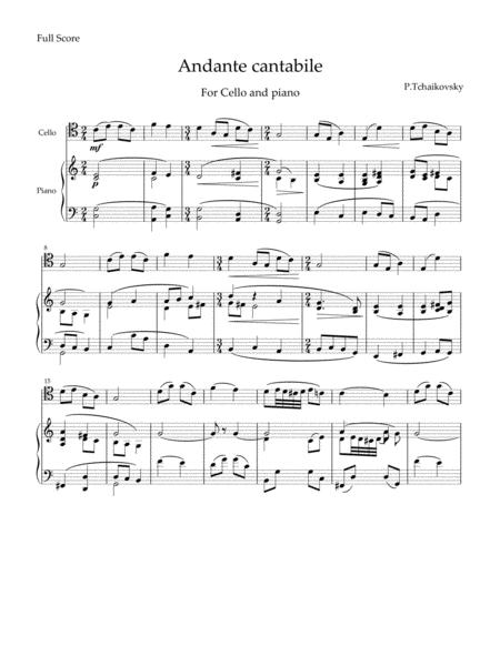 Free Sheet Music Tchaikovsky Andante Cantabile Op 11 For Cello And Piano
