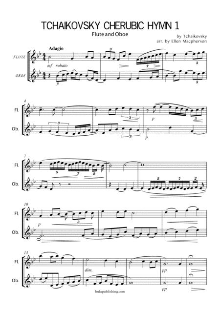 Tchaikovsky Cherubic Hymn 1 Flute And Oboe Duet Sheet Music