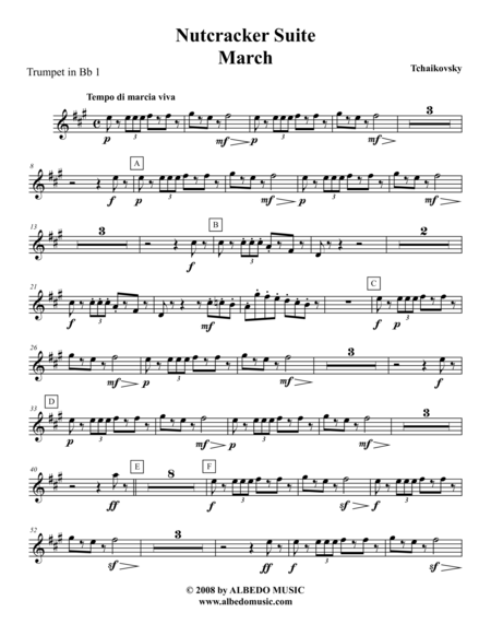 Free Sheet Music Tchaikovsky Nutcracker Suite Trumpet In Bb 1 Transposed Part Op 71a