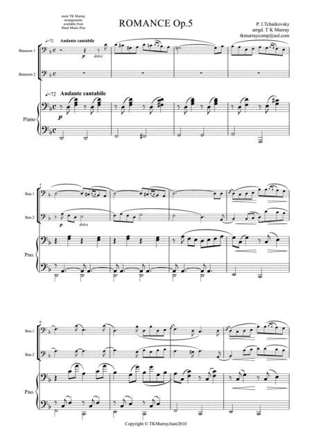 Tchaikovsky Romance Op 5 2 Bassoons Piano Sheet Music