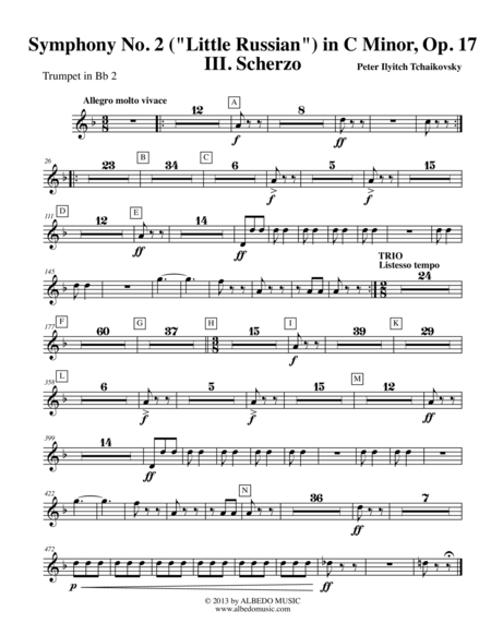 Free Sheet Music Tchaikovsky Symphony No 2 Movement Iii Trumpet In Bb 2 Transposed Part Op 17