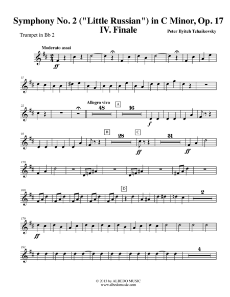 Free Sheet Music Tchaikovsky Symphony No 2 Movement Iv Trumpet In Bb 2 Transposed Part Op 17