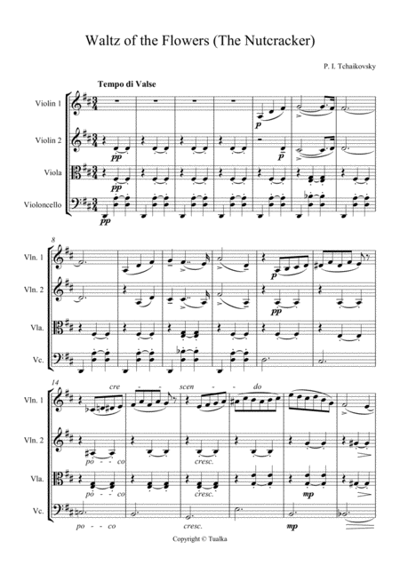 Free Sheet Music Tchaikovsky Waltz Of The Flowers The Nutcracker
