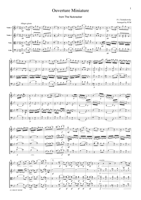 Free Sheet Music Tchaikowsky Overture Miniature From The Nutcracker For String Quartet Ct005