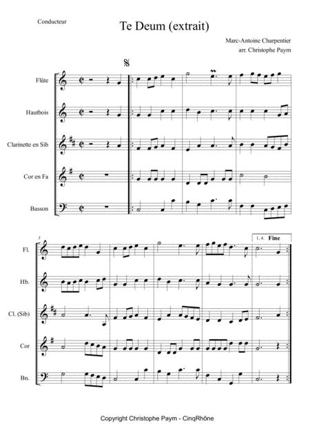 Te Deum Charpentier Woodwind Quintet Sheet Music