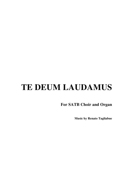 Te Deum Laudamus Tagliabue For Soli Satb Choir And Organ Sheet Music