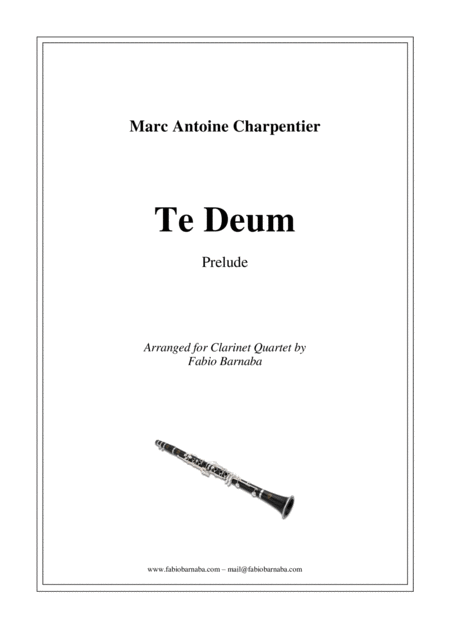 Free Sheet Music Te Deum Prelude For Clarinet Quartet Or Clarinet Choir