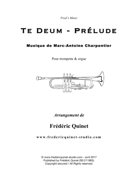 Free Sheet Music Te Deum Prelude For Trumpet Organ
