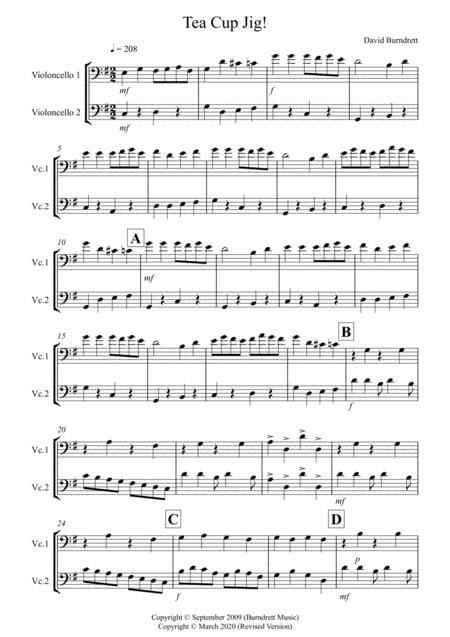 Tea Cup Jig For Cello Duet Sheet Music