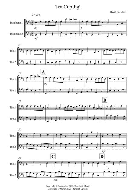 Tea Cup Jig For Trombone Duet Sheet Music