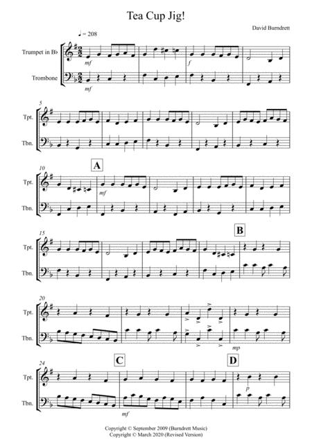 Tea Cup Jig For Trumpet And Trombone Duet Sheet Music