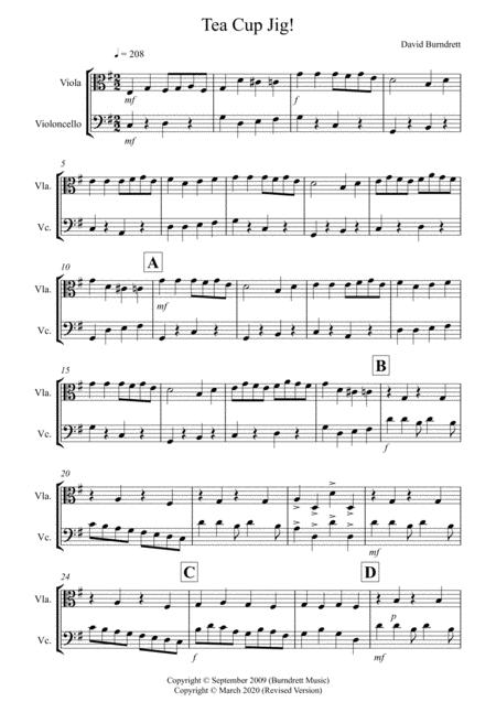 Free Sheet Music Tea Cup Jig For Viola And Cello Duet