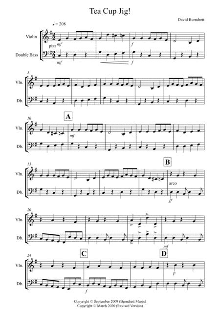 Tea Cup Jig For Violin And Double Bass Duet Sheet Music