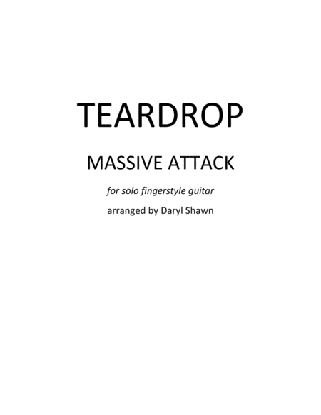 Teardrop Massive Attack For Solo Fingerstyle Guitar Sheet Music