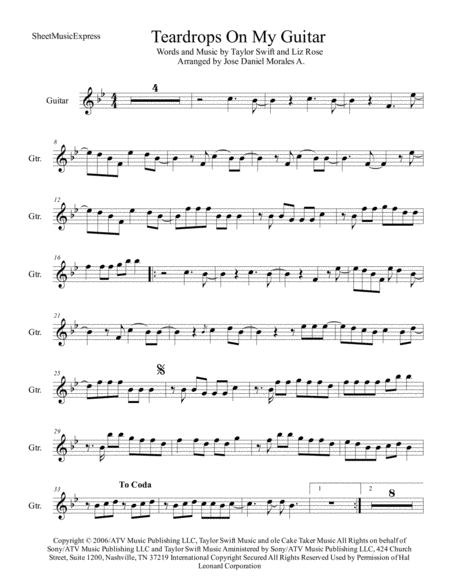 Teardrops On My Guitar For Guitar Sheet Music