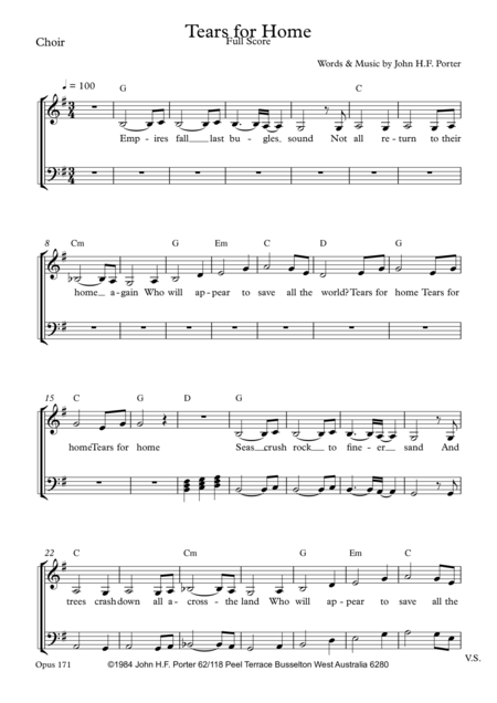 Free Sheet Music Tears For Home