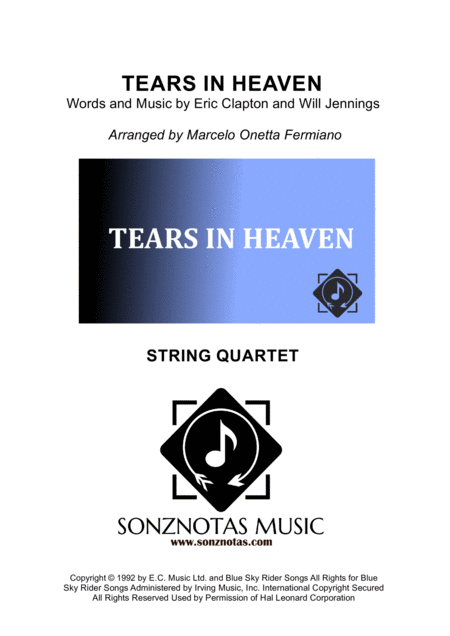 Free Sheet Music Tears In Heaven Eric Clapton String Quartet Score And Parts