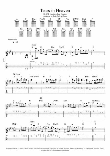 Tears In Heaven Tab Sheet Music