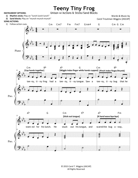 Free Sheet Music Teeny Tiny Frog